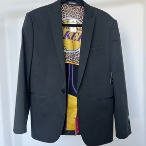 Express Black and Purple Sport Coat with Structured Shoulders